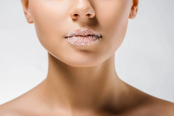 Close Young Woman Sugar Lips — Stock Photo, Image