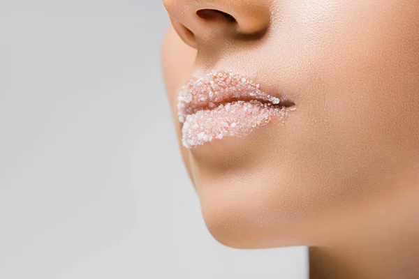 Close Young Woman Sugar Lips — Stock Photo, Image