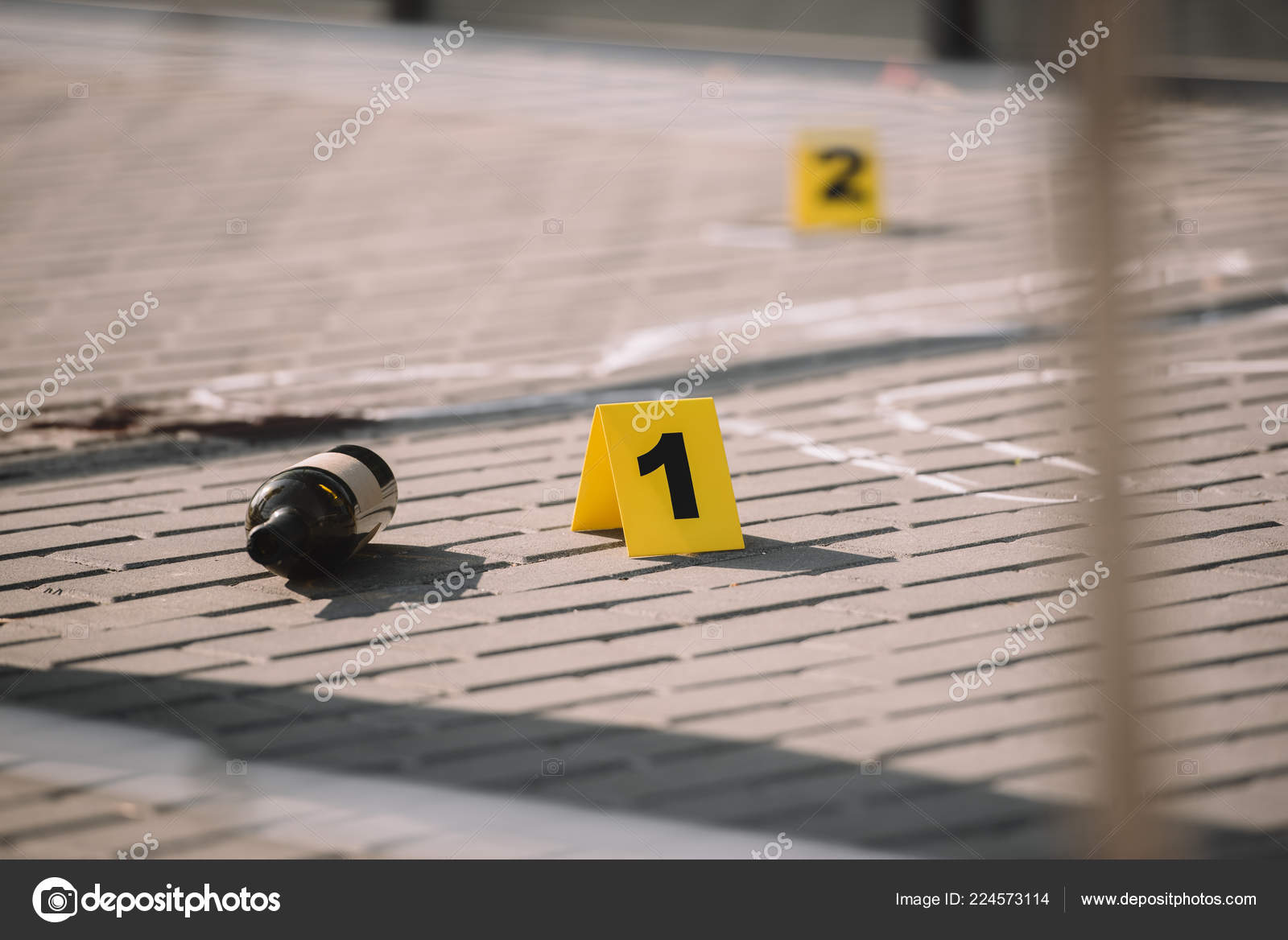 Close View Crime Scene Chalk Line Numbers — Free Stock Photo