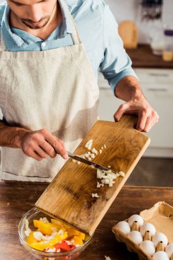 soğan doğrama ve sebze salatası yemek insanın atış kırpılmış 