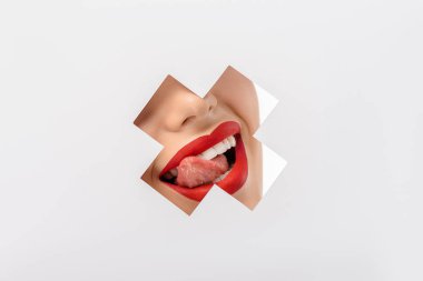 çapraz beyaz şekilli delik aracılığıyla dudak yalama kız kırpılmış atış