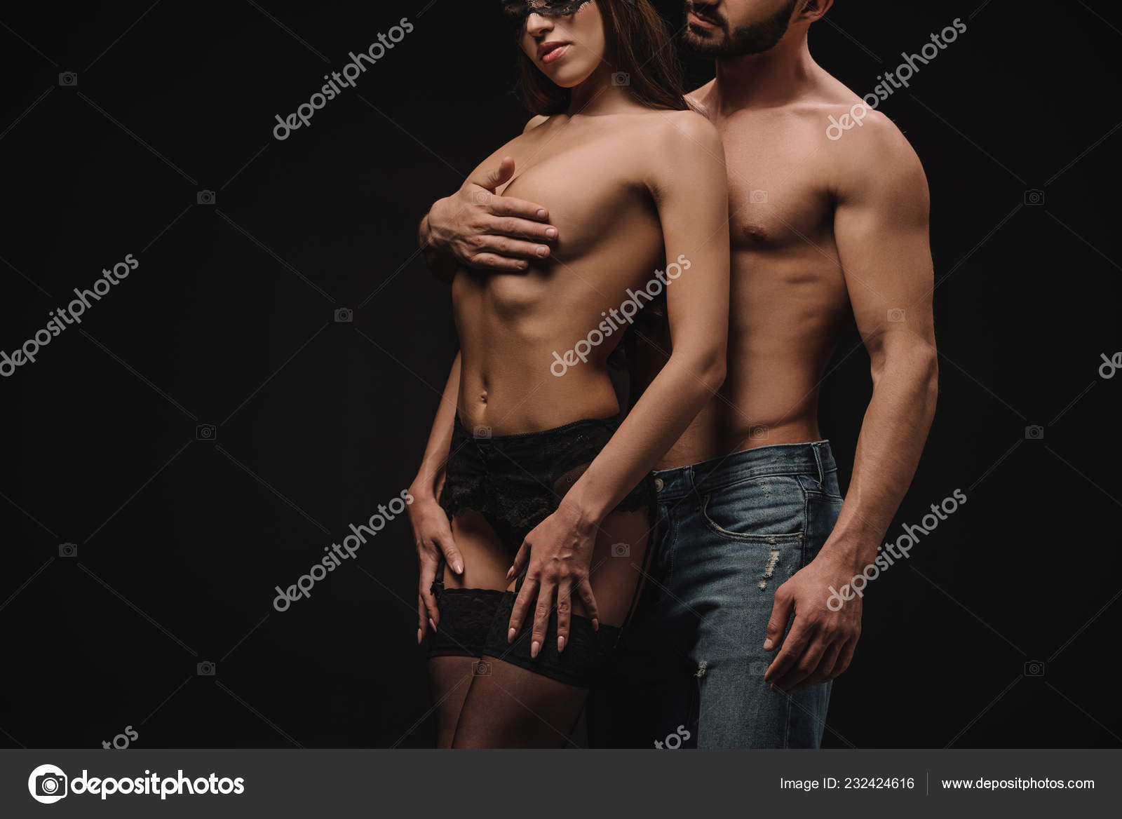 Love and Passion Concept. Man Hug Naked Girl Breasts. Touch Her Sensual  Breasts Stock Image - Image of passionate, naked: 143697343