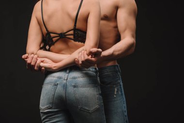 tutkulu çift siyah izole sarılma kırpılmış görünümü