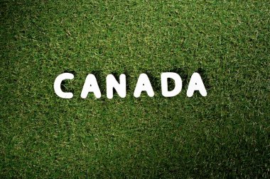 sözcüğün 'Kanada' yeşil çim zemin üzerine üstten görünüm