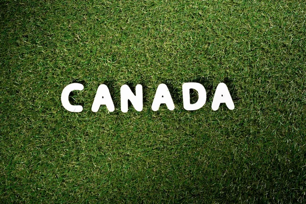 Top View Word Canada Green Grass Background — Stock Photo, Image