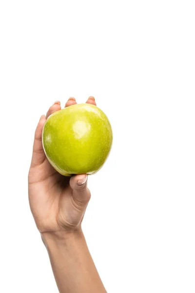 Close Partial View Young African American Woman Holding Fresh Green — Stock Photo, Image