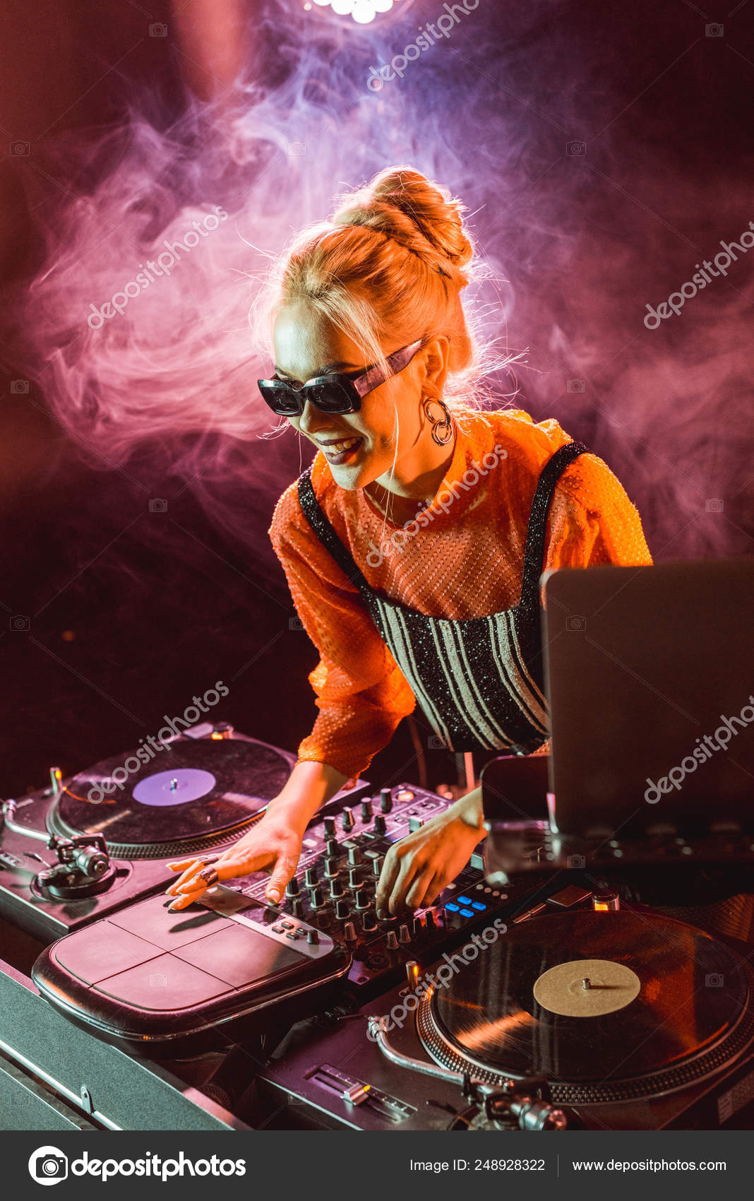 Cheerful Girl Sunglasses Touching Equipment Nightclub Smoke Stock Photo by ©VitalikRadko 248928322 Cheerful Girl Sunglasses Touching Equipment Nightclub Smoke Stock Photo by ©VitalikRadko 248928322