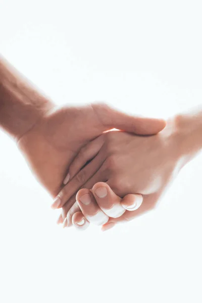 Partial View Man Woman Holding Hands Isolated White — Stock Photo, Image