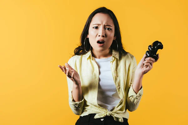 Kyiv Ukraine April 2019 Upset Asian Girl Playing Video Game — Stock Photo, Image