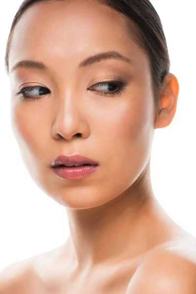 Atractiva Joven Asiática Mujer Con Perfecta Piel Aislado Blanco — Foto de Stock