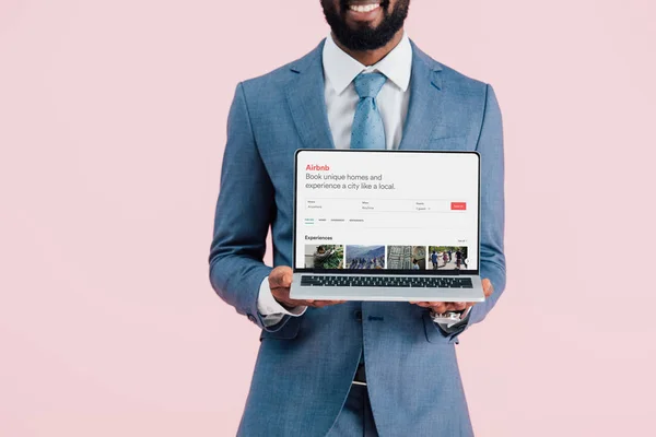 Kyiv Ukraine May 2019 Cropped View Smiling African American Businessman — Stock Photo, Image