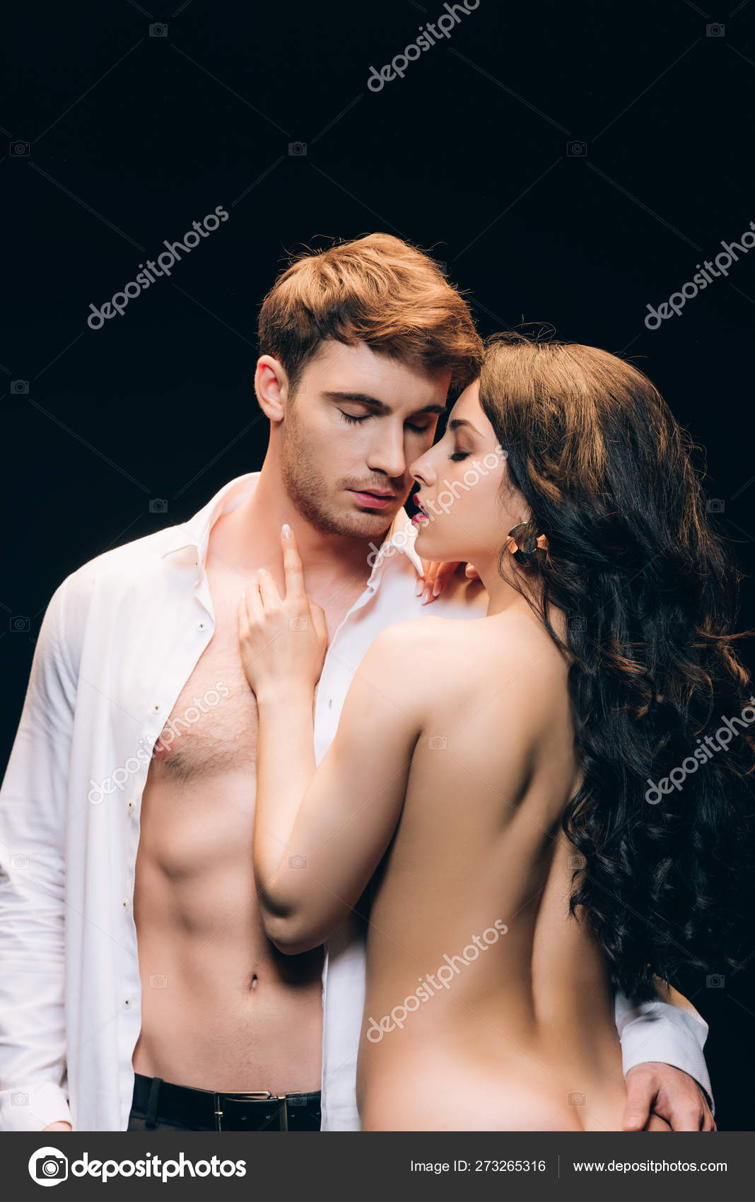 Woman kissing naked