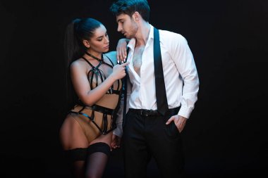 erotik bdsm çift birlikte siyah izole ayakta