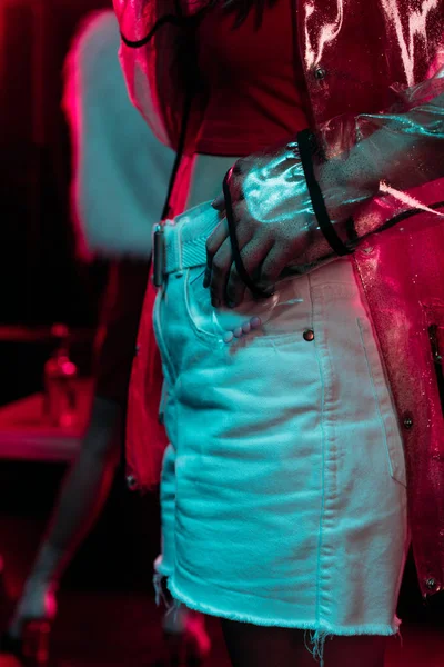 Cropped View Girl Holding Plastic Zipper Bag Drugs Nightclub — Stock Photo, Image