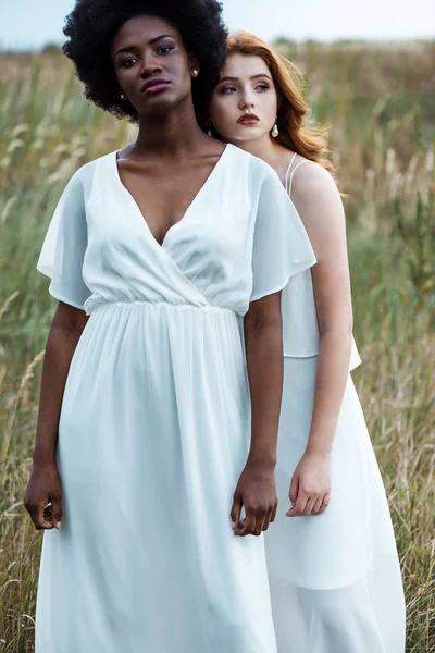 Mujeres Jóvenes Hermosas Multiculturales Campo Verde — Foto de Stock