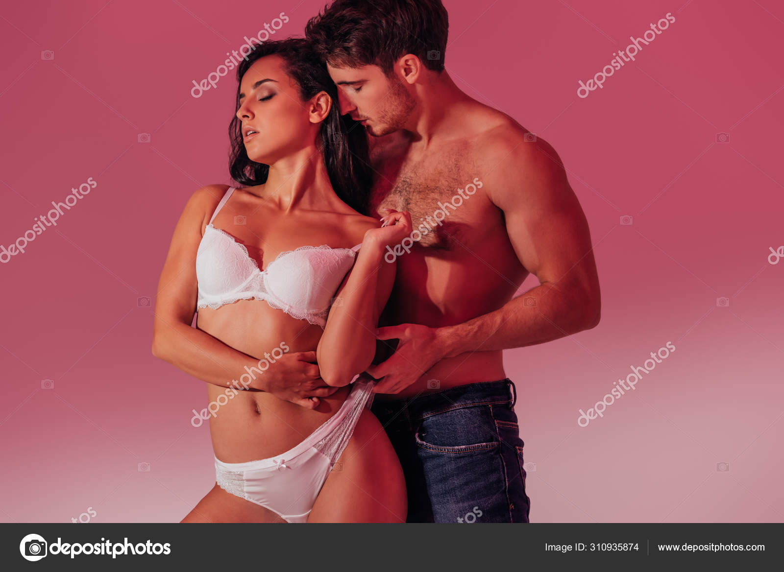 Man Touching Panties of Girlfriend Stock Image - Image of
