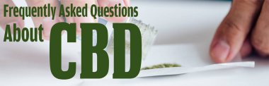 panoramic shot of man making joint with medical cannabis near frequently asked questions about cbd illustration clipart