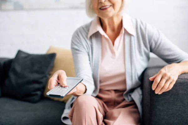 Cropped View Smiling Woman Watching Apartment — Stock Photo, Image