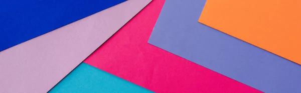 Abstract Geometric Background Orange Pink Blue Violet Paper Panoramic Shot — Stock Photo, Image