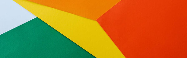 abstract geometric background with colorful bright paper, panoramic shot