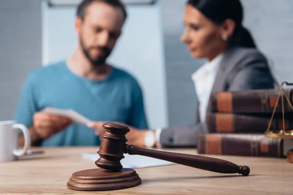 Selective Focus Gavel Lawyer Client Office — Stock Photo, Image