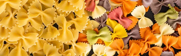 Top View Raw Colorful Fusilli Farfalle Pasta — Stock Photo, Image