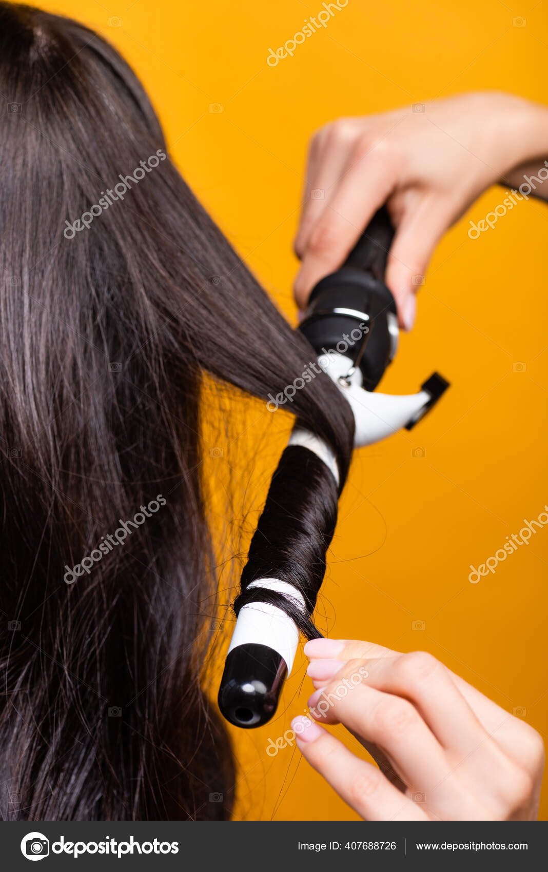 yellow curling iron