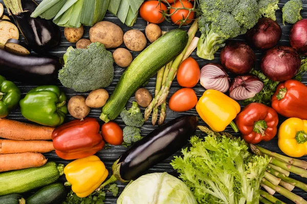 Vista Superior Verduras Frescas Coloridas Sabrosas — Foto de Stock