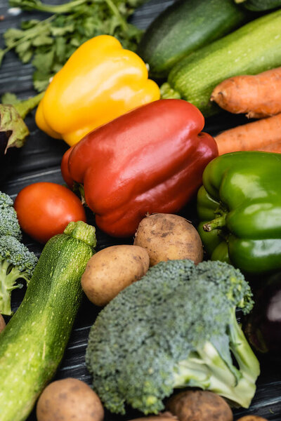 close up view of ripe colorful vegetables