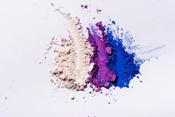 Top View Purple Blue White Eyeshadow Powder — Stock Photo, Image