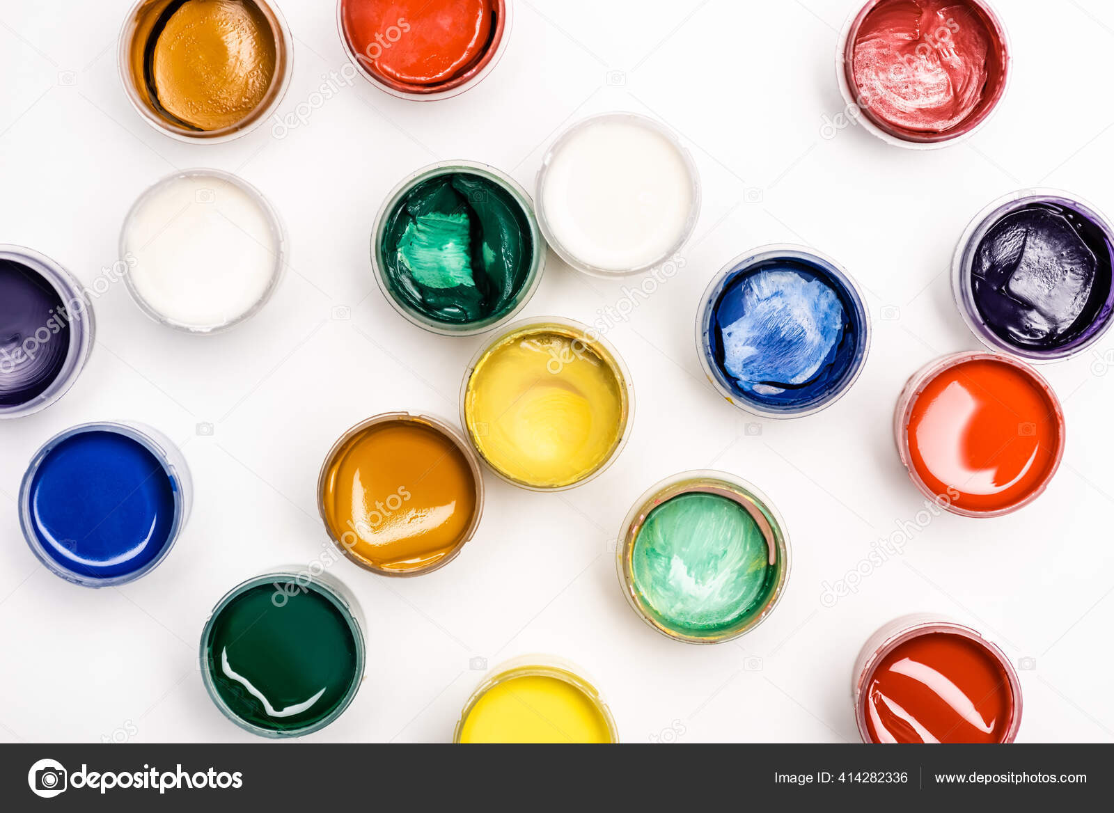 Top View Colorful Gouache Paints White Background Stock Photo by  ©VitalikRadko 414282336