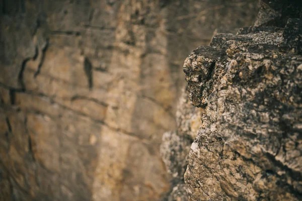 Enfoque selectivo de la superficie del acantilado rocoso sobre fondo borroso — Stock Photo
