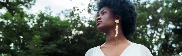 Colpo panoramico di bella e riccia ragazza africana americana — Foto stock