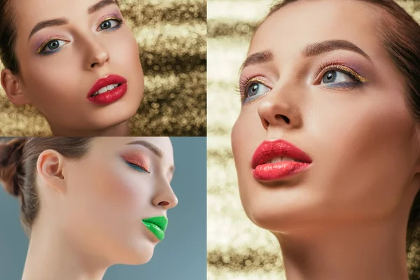 Portrait of beautiful woman with makeup, collage — Stock Photo