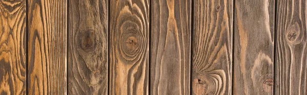 Top view of wooden brown textured surface, panoramic shot — Stock Photo