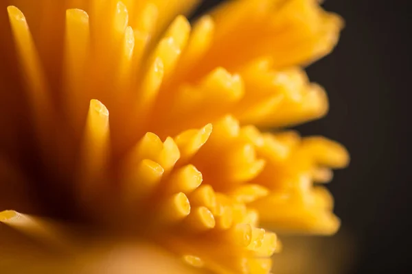 Close up view of uncooked Italian spaghetti isolated on black — Stock Photo