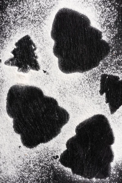 Vista dall'alto di silhouette di pino ricoperte di zucchero in polvere — Foto stock