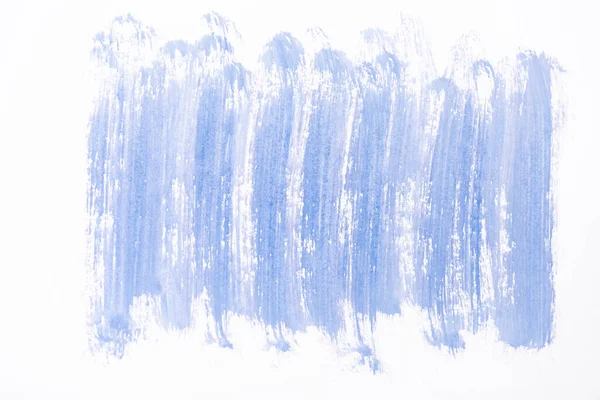 Top view of abstract blue paint brushstrokes on white background — Stock Photo