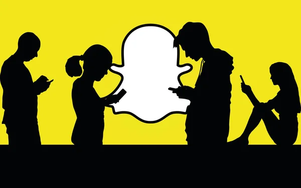 Young people silhouette using social media — 스톡 사진