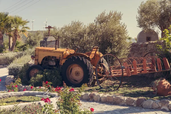 old vintage tractor on the farm