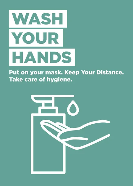 Umyj Ręce Covid Gotowy Projekt Makiety Plakat — Wektor stockowy