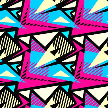 Soyut geometrik sorunsuz kaba grunge desen, modern tasarım şablonu. Hippi tarzı doku, poster farklı doodle hatları ve üst üste gelen fırça darbeleri ile boyalı. Kentsel parlak Tekstil örnek
