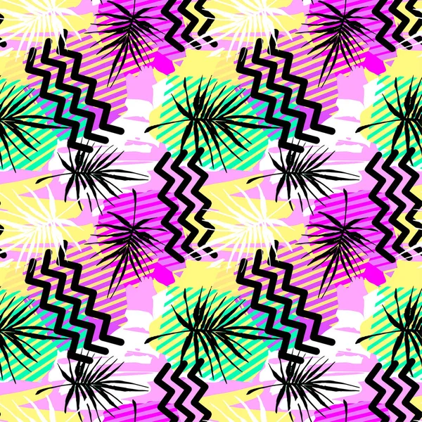 Hladké Letní Tropické Listy Vzor Textilní Doodle Grunge Texturu Trendy — Stockový vektor