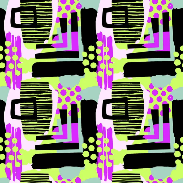 Pintura Trazos Sin Costura Pattern Artistic Diseño Con Auténticos Raspaduras — Vector de stock