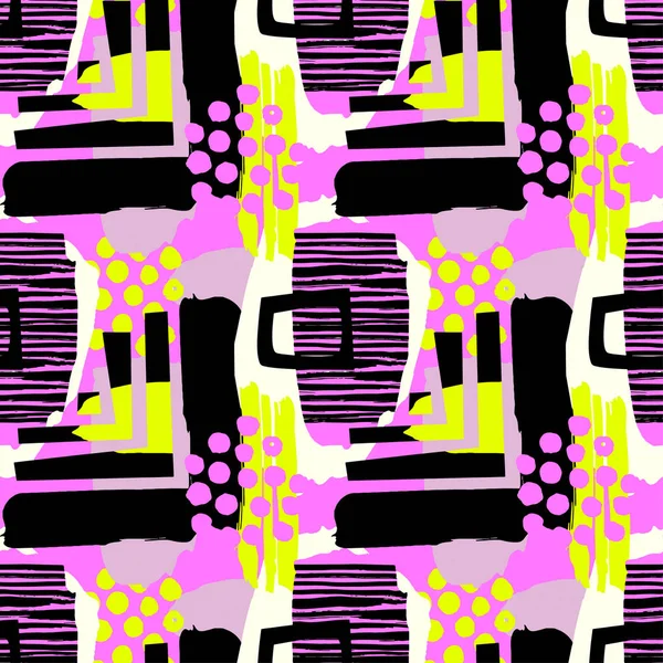 Pintura Trazos Sin Costura Pattern Artistic Diseño Con Auténticos Raspaduras — Vector de stock