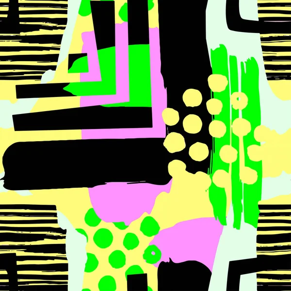 Pintura Trazos Sin Costura Pattern Artistic Diseño Con Auténticos Raspaduras — Vector de stock