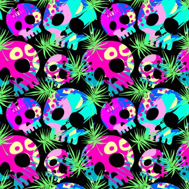 Egzotik Dikişsiz tropikal desen. Tekstil mürekkep fırça darbeleri tasarım doodle grunge doku tarzı. Benzersiz çizik, suluboya bir logo, kartları, davetiyeleri, posterler, afişler için arka plan deyimiyle..