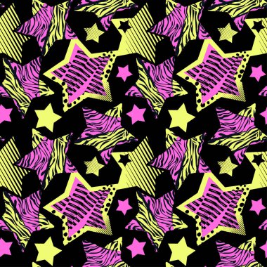 Soyut kız t-shirtl sorunsuz kaba grunge desen, modern tasarım şablonu. Hipster hypebeast tarzı doku, poster farklı doodle elemanları ile boyalı. Kentsel parlak gençlik Tekstil örnek