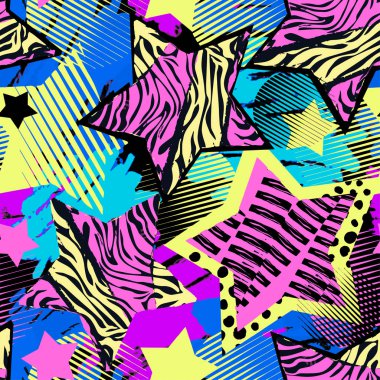 Soyut kız t-shirtl sorunsuz kaba grunge desen, modern tasarım şablonu. Hipster hypebeast tarzı doku, poster farklı doodle elemanları ile boyalı. Kentsel parlak gençlik Tekstil örnek