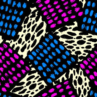 Soyut geometrik sorunsuz kaba grunge desen, modern tasarım şablonu. Hipster hypebeast tarzı doku, poster farklı doodle elemanları ile boyalı. Kentsel parlak gençlik Tekstil örnek